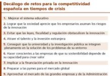 Diez mandamientos para la competitividad española
