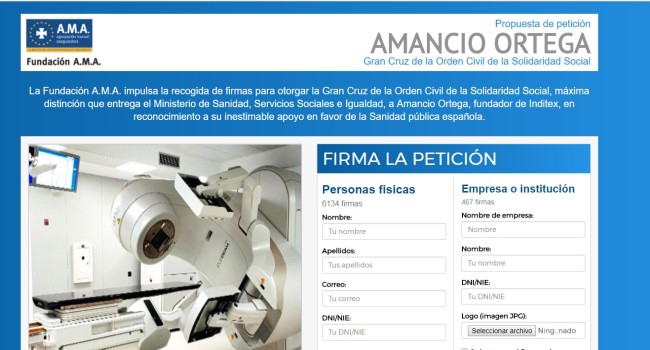 La Fundación A.M.A. sigue recabando apoyos para el reconocimiento a Amancio Ortega