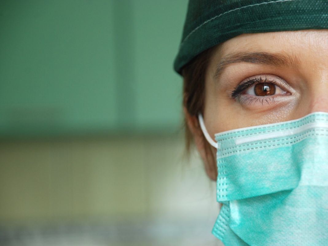 Close up of female surgeon wearing mask