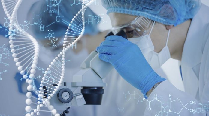 Genetic engineering concept. Medical science. Scientific Laboratory.